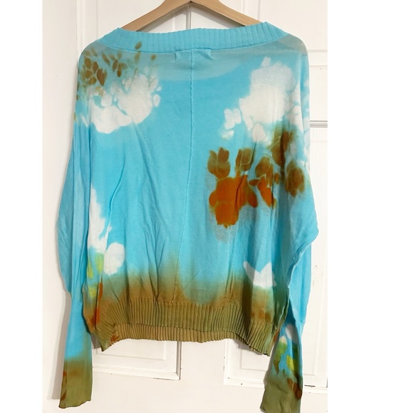 Marika Charles Lulu Turquoise Tie Dye Lightweight Sweater NWT Sz L - Picture 2 of 4
